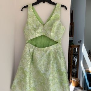 Jacquard Green Cutout Dress